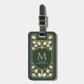 Green Sword Shield middeleeuwse fantasie monogram Bagagelabel (Voorkant verticaal)