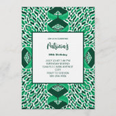 Green Symmetric Pattern Birthday Invitation Kaart (Voorkant)