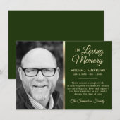 Green Sympathie Funeral Memory DANK You Photo Kaart (Voorkant / Achterkant)