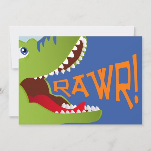 Green T-Rex Dinosaur Derde verjaardag Uitnodiging (Achterkant)