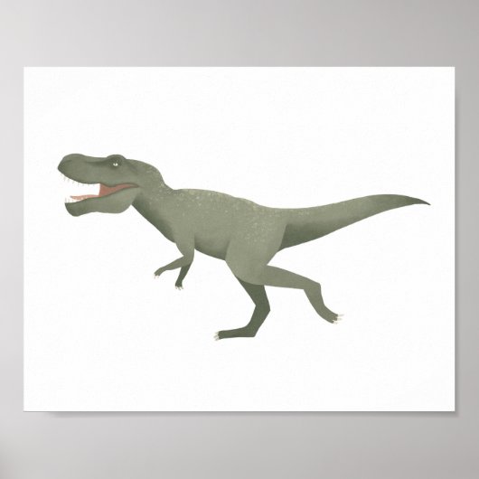 Green T Rex Dinosaur Kinder Room Poster (Voorkant)