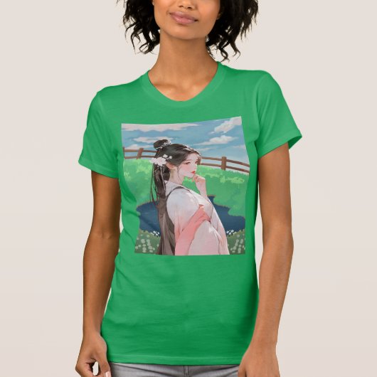green t shirt with barbie design (Voorkant)