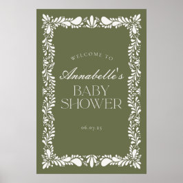 Green Talavera Tegel Fiesta Baby shower Welkom Poster