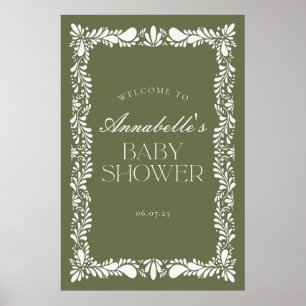Green Talavera Tegel Fiesta Baby shower Welkom Poster