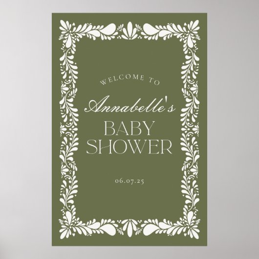 Green Talavera Tegel Fiesta Baby shower Welkom Poster (Voorkant)