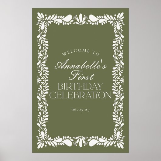 Green Talavera Tegel Fiesta Verjaardagsfeest Welko Poster (Voorkant)