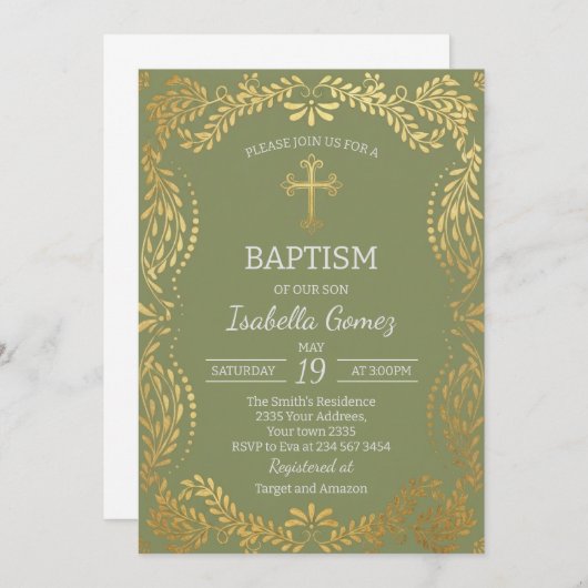 Green Talavera Tile Spanish Fiesta Baptism Kaart (Voorkant / Achterkant)