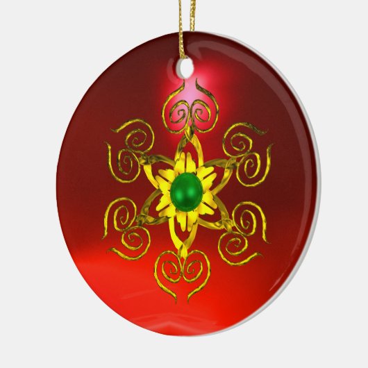 GREEN TALISMAN, RED RUBY KERAMISCH ORNAMENT (Links)
