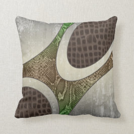 Green/Tan Abstracte Snakeskin Croc Pillow Kussen