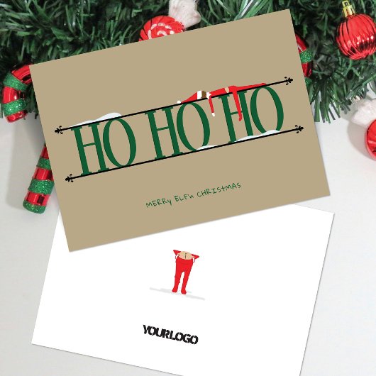 Green & Tan Elf Shenanigans Corporate Christmas Feestdagenkaart