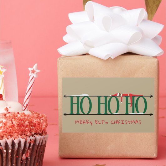 Green & Tan Elf Shenanigans Rechthoekige Sticker (Feest)