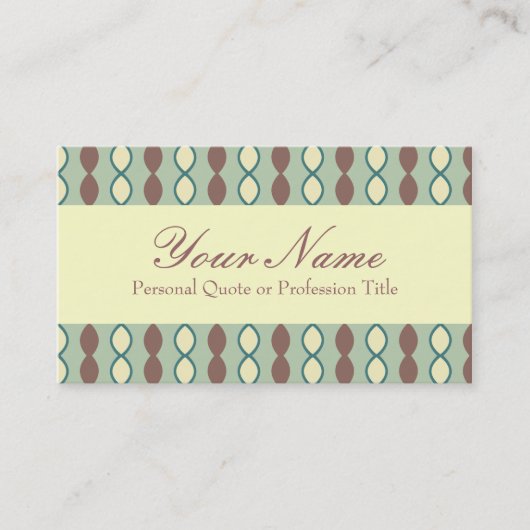 Green Tan en Brown Retro 70's Pattern Visitekaartje (Voorkant)