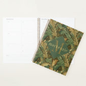 Green Tan Foliage William Morris Elegant Monogram Planner (Display)
