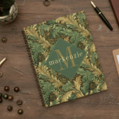Green Tan Foliage William Morris Elegant Monogram Planner