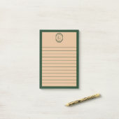 Green & Tan Geometric Art Deco Monogram Lined Post-it® Notes (Op bureau)