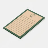 Green & Tan Geometric Art Deco Monogram Lined Post-it® Notes (Schuin)