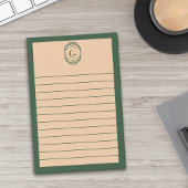 Green & Tan Geometric Art Deco Monogram Lined Post-it® Notes