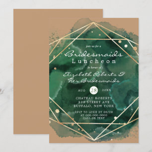 Green Tan Gold Paint Bridesmaids Luncheon Invites