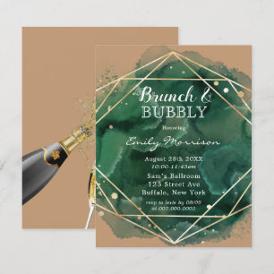 Green Tan Gold Waterverf Brunch & Bubble Kaart