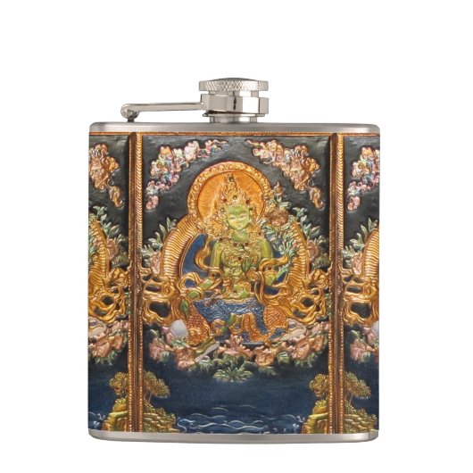 GREEN TARA BUDDHIST GODDESS HIP FLASK HEUPFLES (Voorkant)