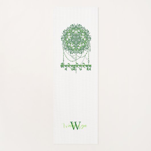 Green Tara Mantra In Tibetan Script With Mandala Yogamat (Voorkant)