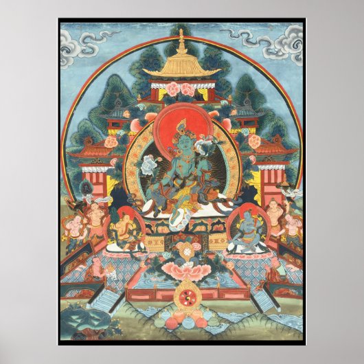 Green Tara Tibetan Thangka Poster (Voorkant)