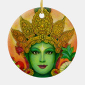 "Green Tara's Face"-kerstornament Keramisch Ornament (Achterkant)