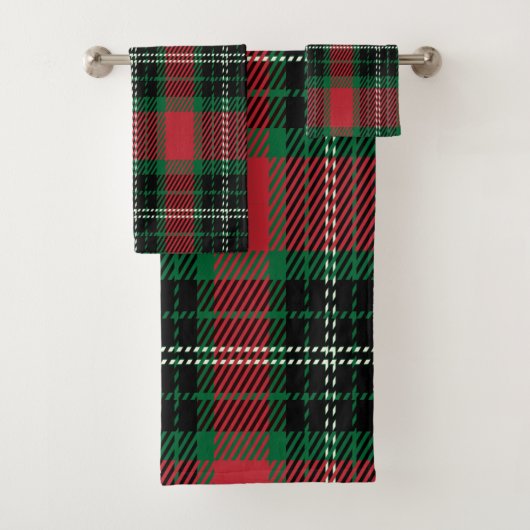 Green Tartan Bath Towel Set Bad Handdoek (Insitu)