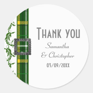 Green tartan bedankt ronde sticker