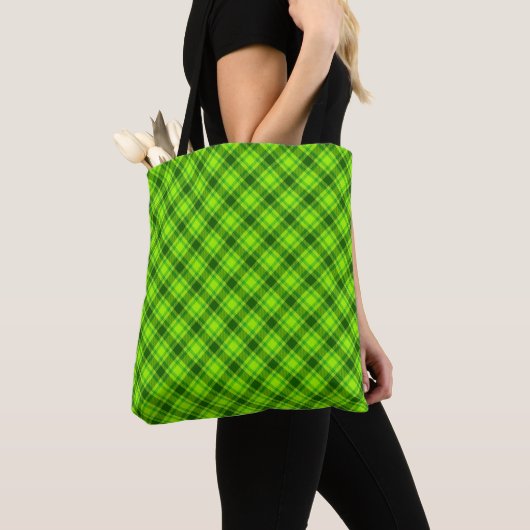 Green Tartan Checkered Plaid Pattern-57578 Tote Bag (Dichtbij)
