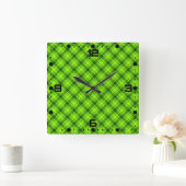 Green Tartan Checkered Plaid Pattern-57578 Vierkante Klok (Huis)