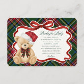 Green Tartan Christmas Bear Books for Baby Card Informatiekaartje (Voorkant)