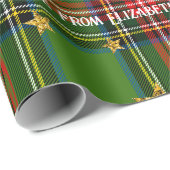 Green Tartan Gold Star Personalized Christmas Cadeaupapier (Rol Hoek)
