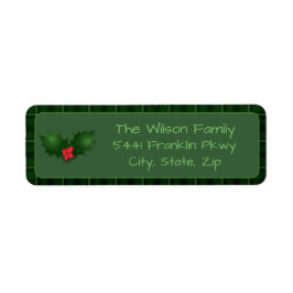 Green Tartan Holly Etiket