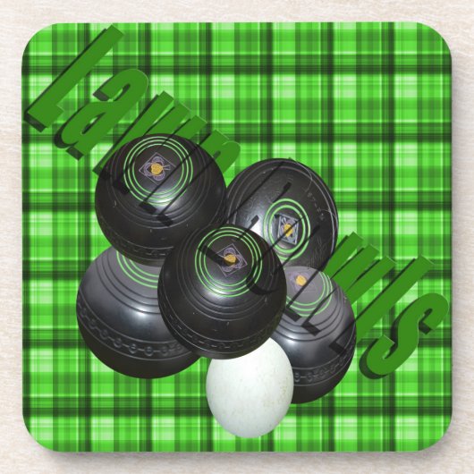 Green Tartan Lawn Bowls Design Bier Onderzetter (Voorkant)