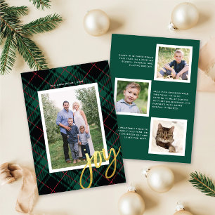 Green Tartan + Modern Calligrafie   Holiday-foto Feestdagenkaart