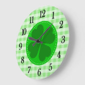 Green Tartan Pattern en Clover Lucky Grote Klok (Hoek)