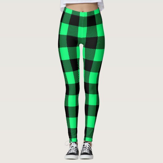 Green Tartan Pattern Leggings (Voorkant)