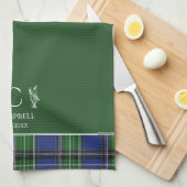 Green Tartan Plaid Aangepaste naam Monogram Theedoek (Quarter Fold)