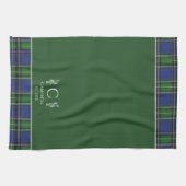 Green Tartan Plaid Aangepaste naam Monogram Theedoek (Horizontaal)