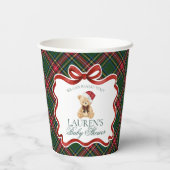 Green Tartan Plaid Christmas Bear Baby Shower Papieren Bekers (Achterkant)