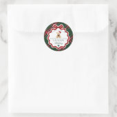 Green Tartan Plaid Christmas Bear Birthday Favor Ronde Sticker (Tas)