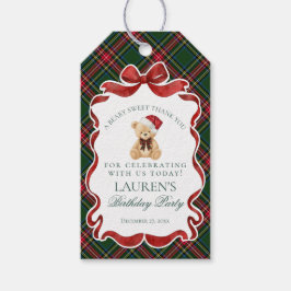 Green Tartan Plaid Christmas Bear Birthday Favors Cadeaulabel