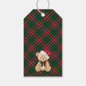Green Tartan Plaid Christmas Bear Birthday Favors Cadeaulabel (Achterkant)