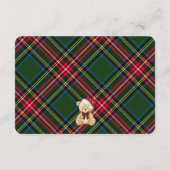 Green Tartan Plaid Christmas Bear Diaper Raffle Informatiekaartje (Achterkant)