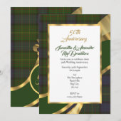 Green tartan plaid gouden bruiloft kaart (Voorkant / Achterkant)