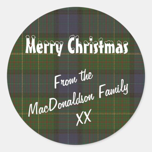 Green tartan plaid Merry kerst Ronde Sticker (Voorkant)
