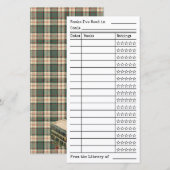 Green Tartan-Plaid Reading List Tracker Flat Card (Voorkant / Achterkant)