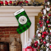 Green Tartan Plaid Winter Wreath Pet Dog Photo Kleine Kerstsok