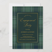 Green Tartan Polo Plaid Vintage Engagement Party Kaart (Voorkant)